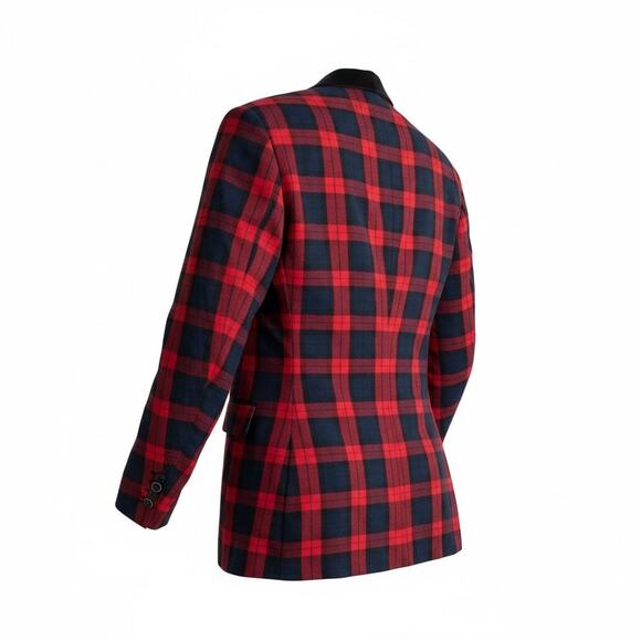 ELEVEE CUSTOM TARTAN SATIN TRIM TUX BLAZER SZ 42R - Picture 2 of 6